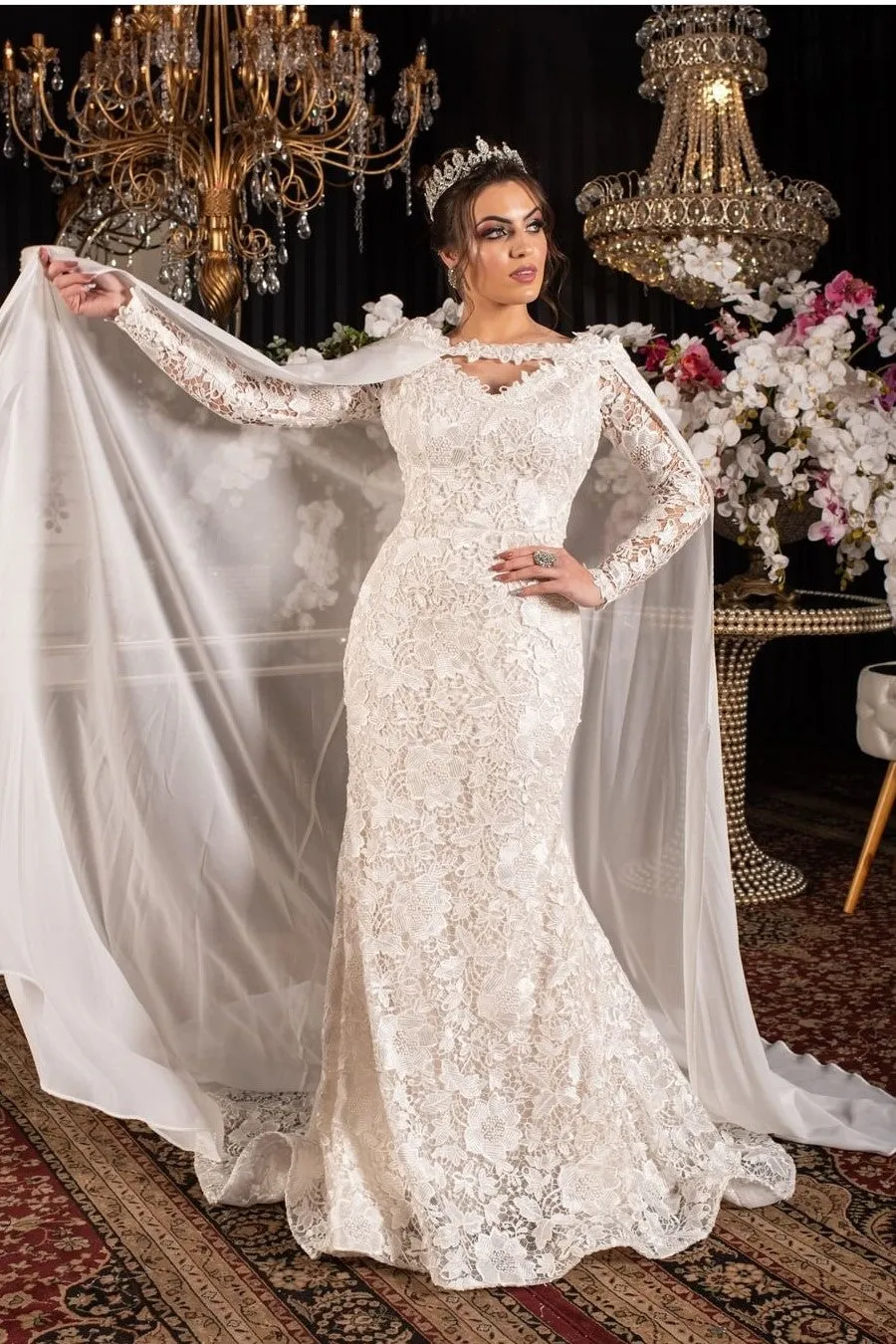 2021 Sheath Wedding Dress with Lace Long Sleeves
