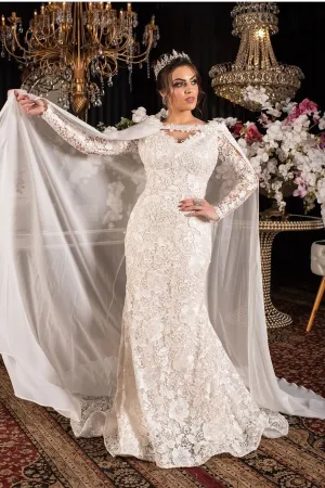 2021 Sheath Wedding Dress with Lace Long Sleeves