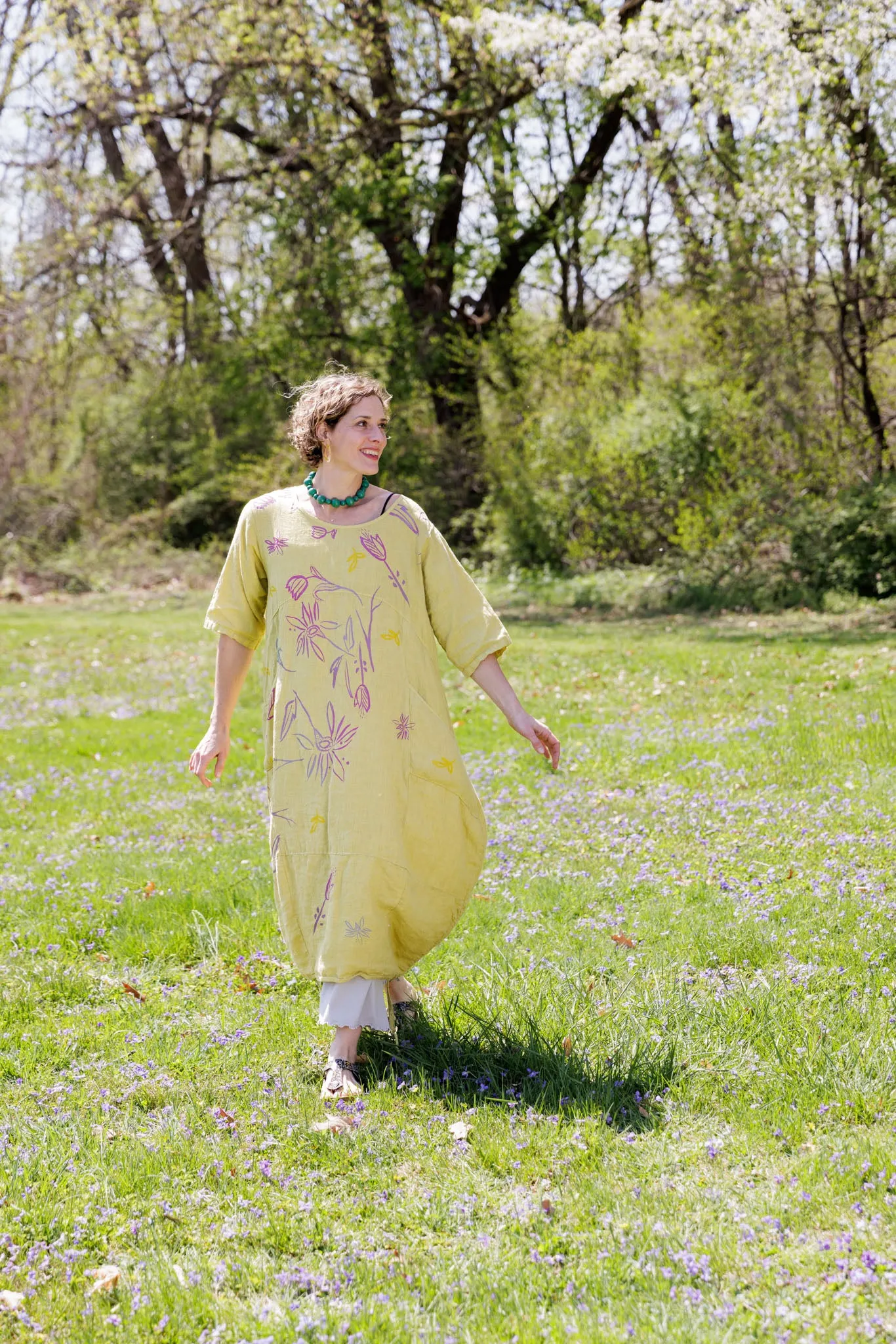7221 Lucky Linen Dress Citron-P