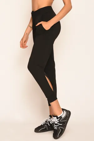 7/8 Water Proof High-Waist Slim Joggers with Hollowed Out Hem