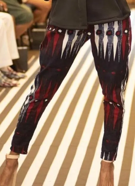 African Print High Waist Slim leg Pant