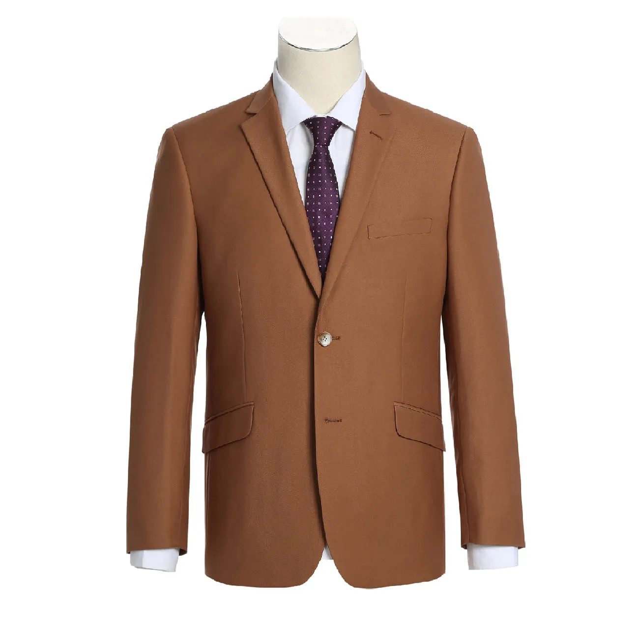 Alessandro Vitello by Renoir 2-Piece Slim Fit Single Breasted Notch Lapel Brown Suit 201-106