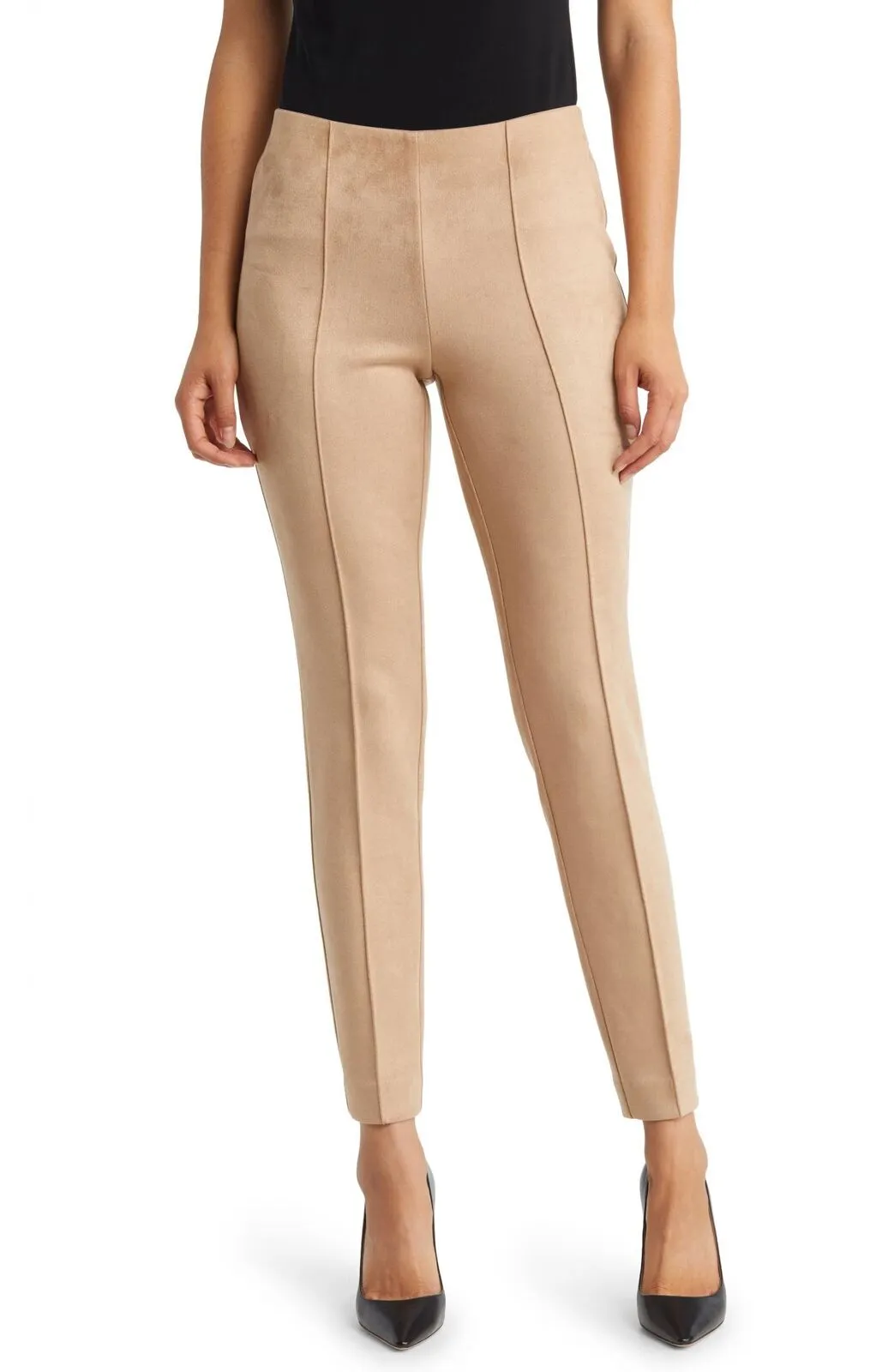 Anne Klein Womens High Waist Slim Leg Faux Suede Pull-On Pants 10847941