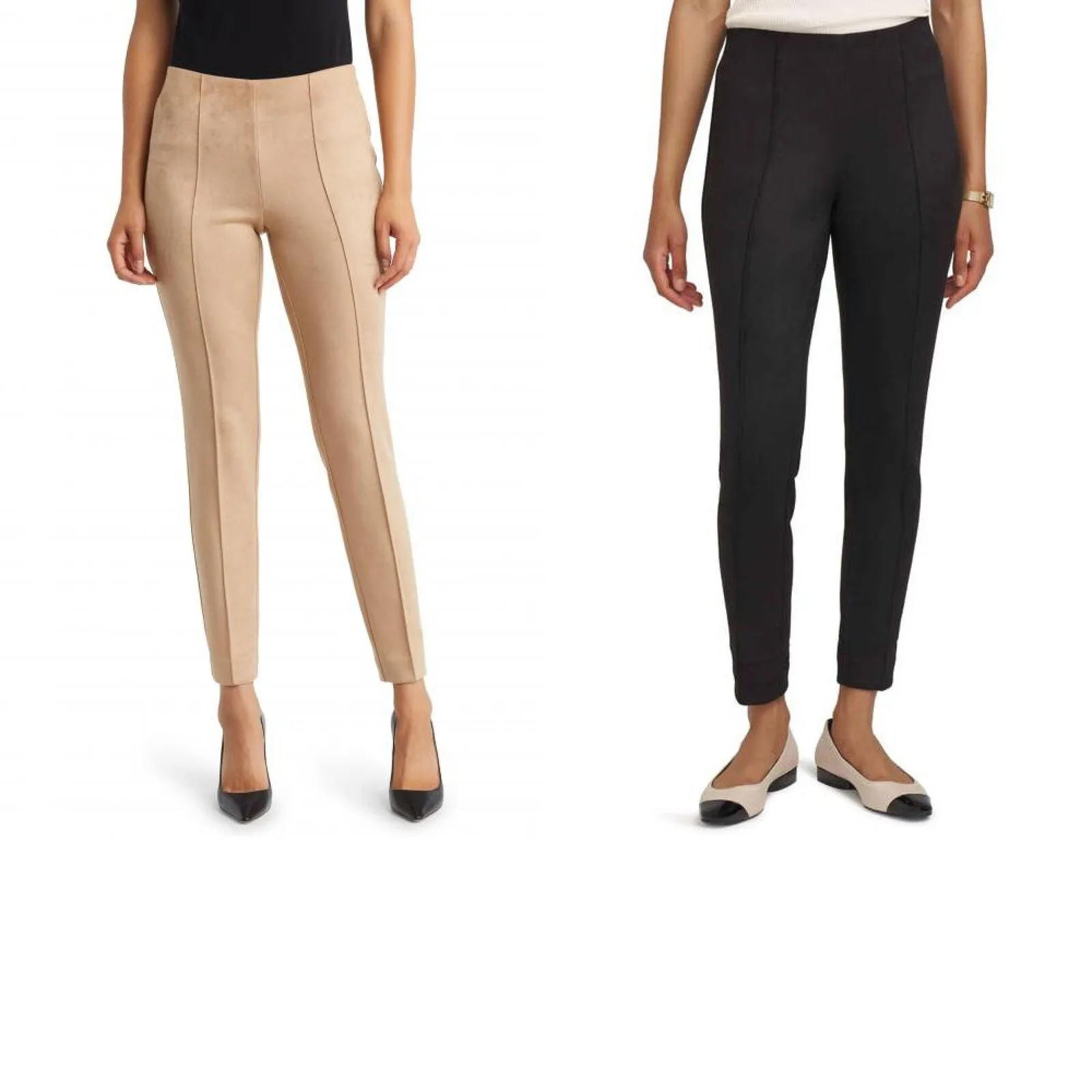 Anne Klein Womens High Waist Slim Leg Faux Suede Pull-On Pants 10847941