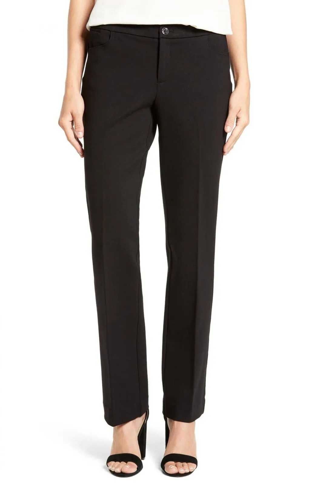 Anne Klein Women's Straight-Leg Ponte Knit Trousers 10626182 Black 14