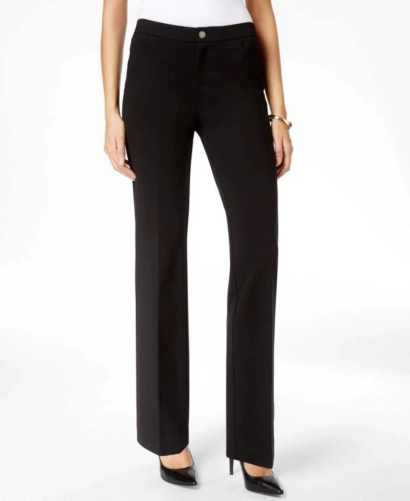Anne Klein Women's Straight-Leg Ponte Knit Trousers 10626182 Black 14