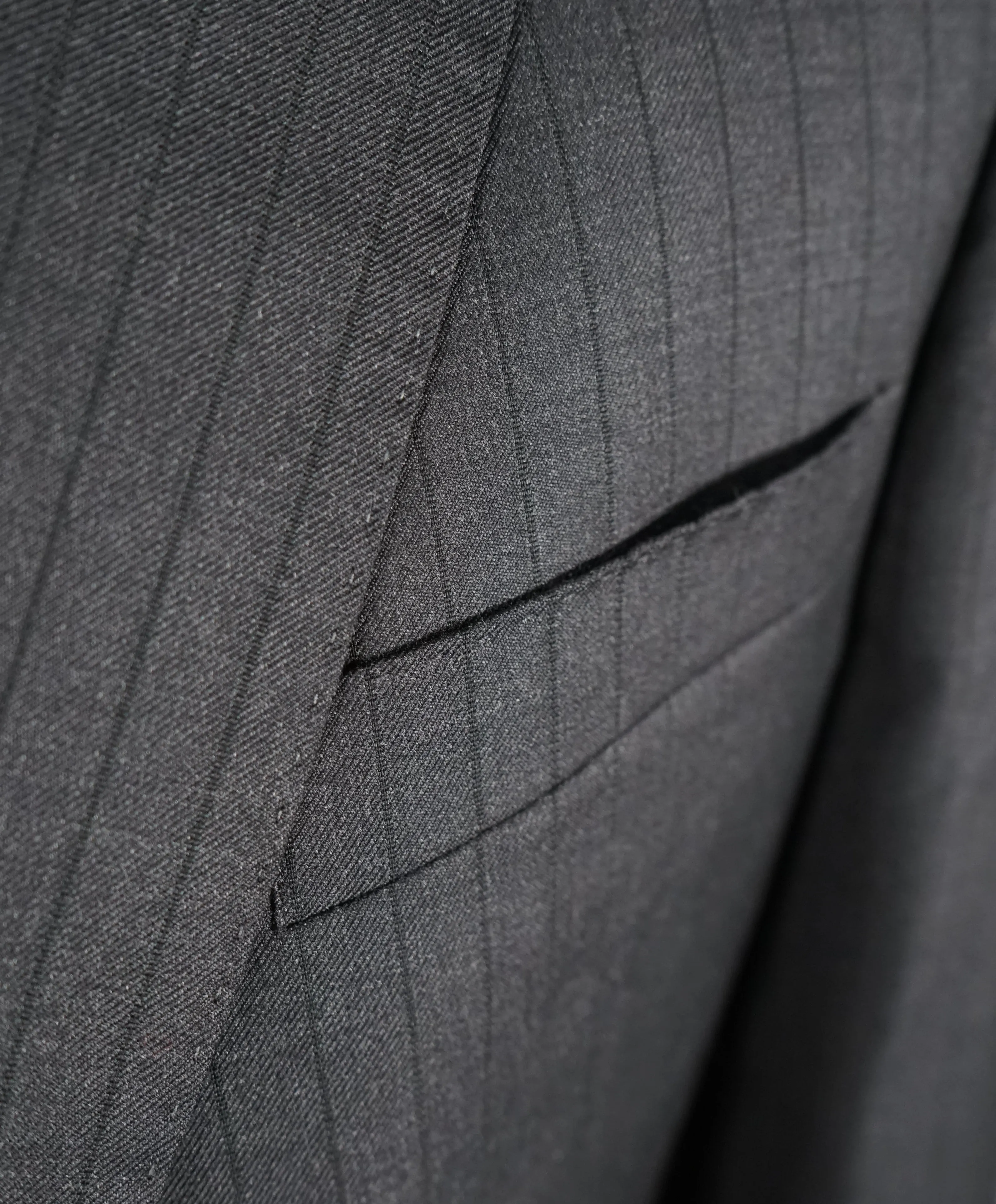ARMANI COLLEZIONI -Gray & Charcoal Stripe Slim “M Line” Wool Suit - 48R