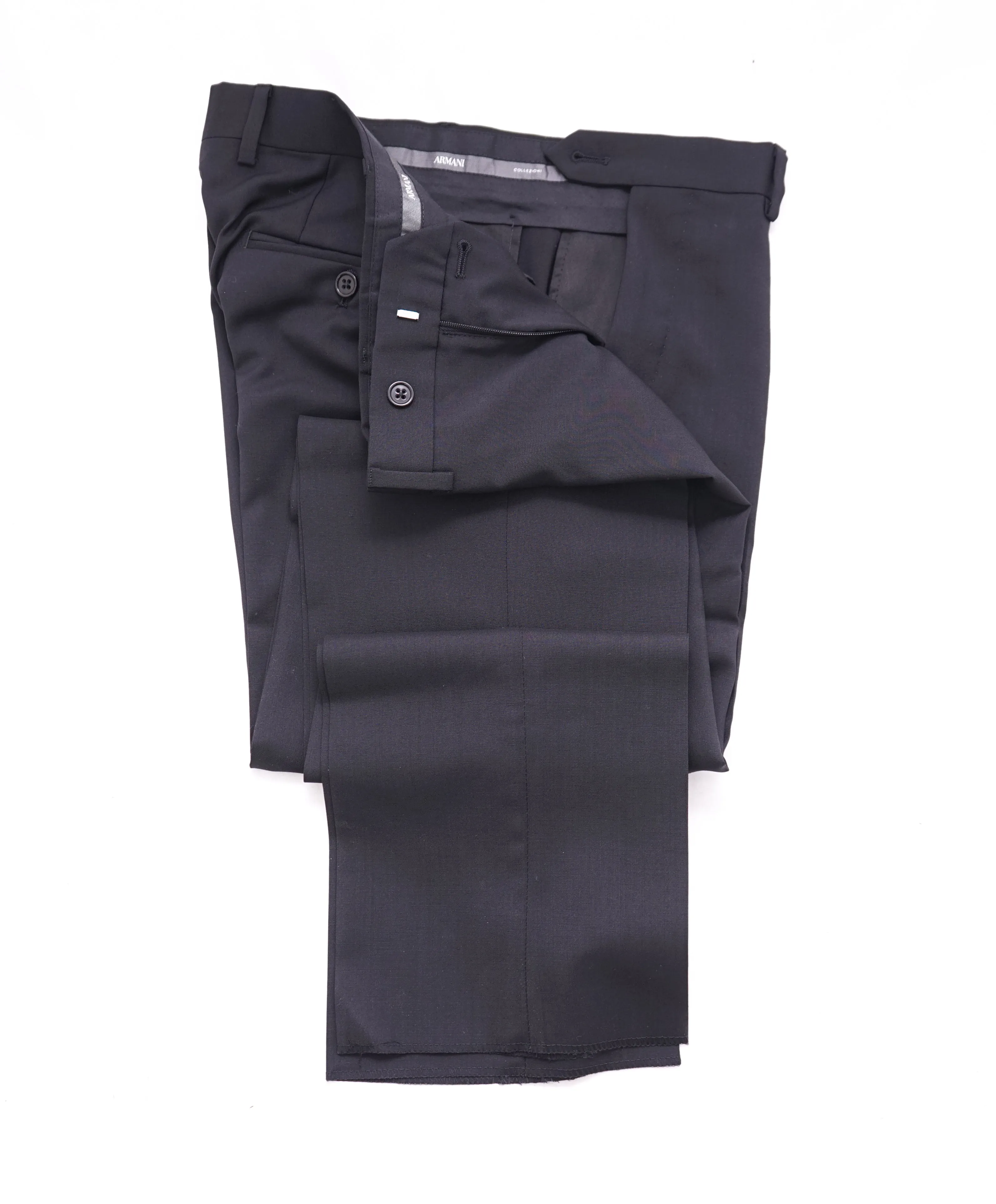 ARMANI COLLEZIONI - "M Line" Slim Modern Black Notch Lapel Suit - 42R