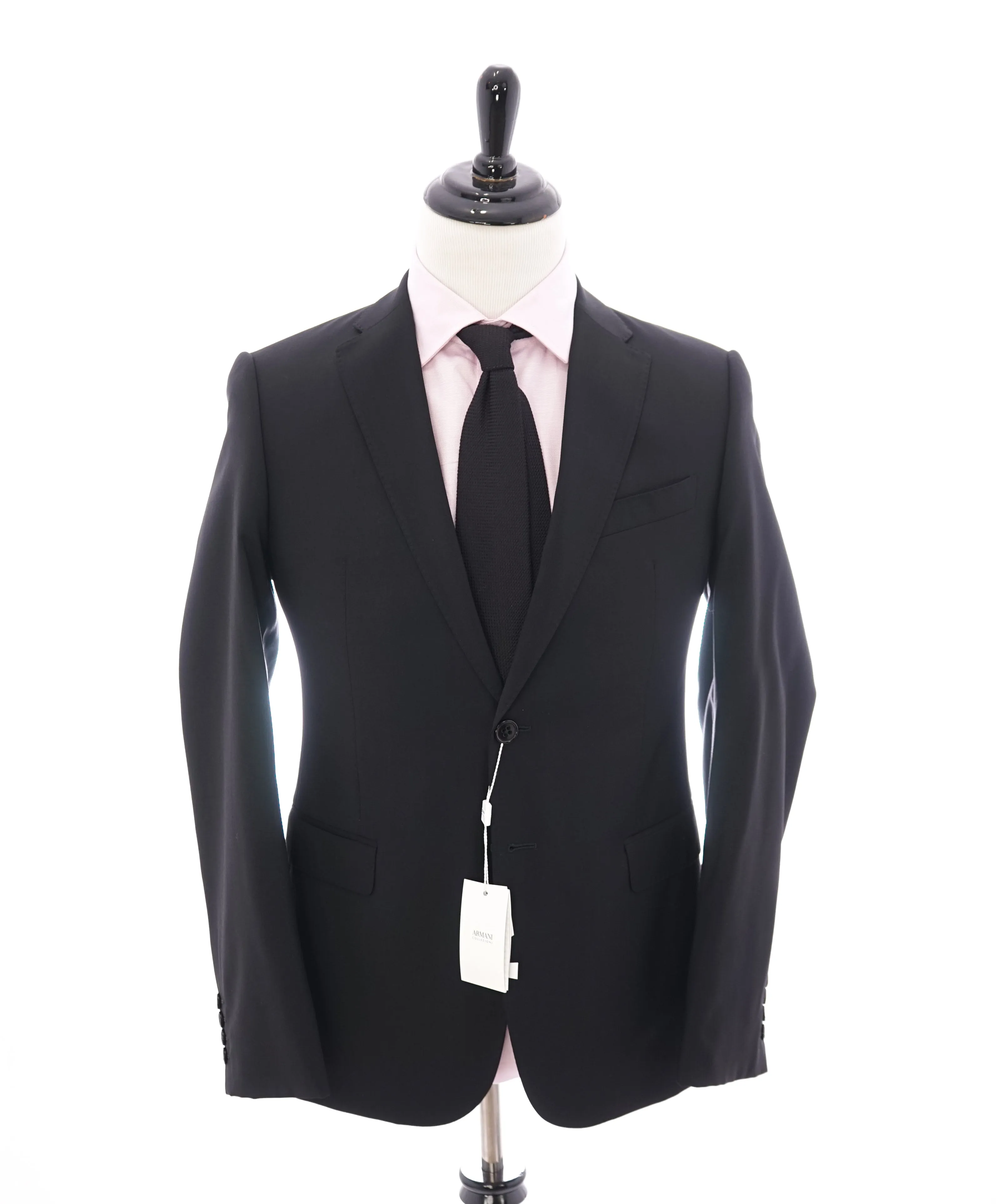 ARMANI COLLEZIONI - "M Line" Slim Modern Black Notch Lapel Suit - 42R