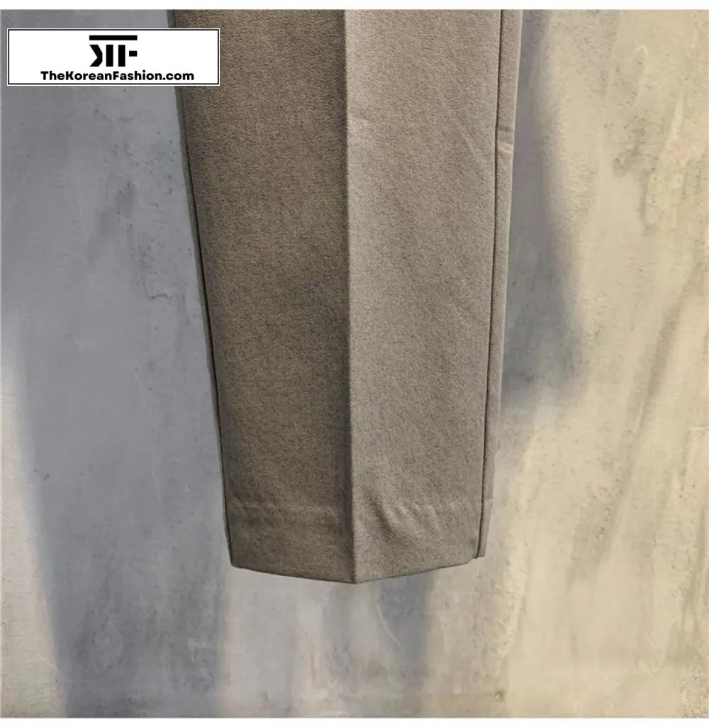 Button Buckle Slim Suit Pants