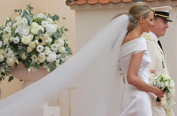 Charlene Wittstock Royal Wedding Dress with Beaded Embroidery Bridal Gown