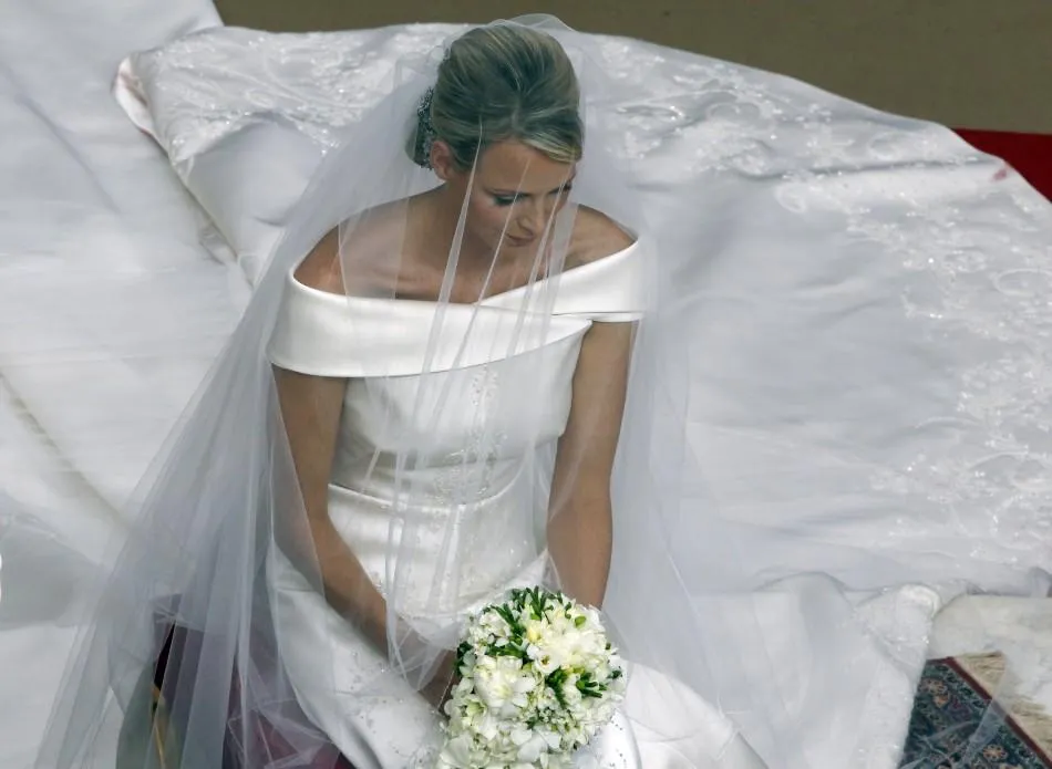Charlene Wittstock Royal Wedding Dress with Beaded Embroidery Bridal Gown