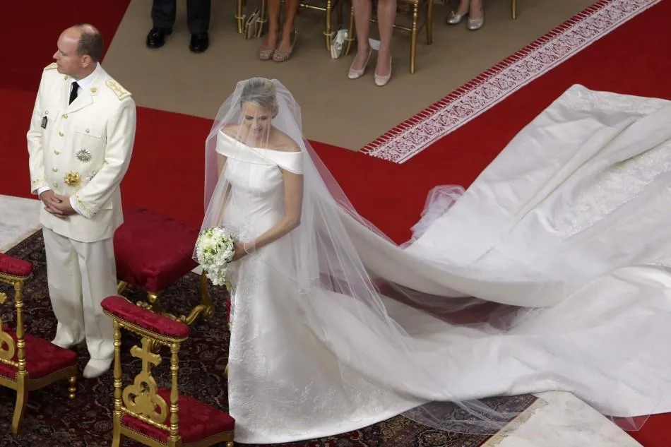 Charlene Wittstock Royal Wedding Dress with Beaded Embroidery Bridal Gown
