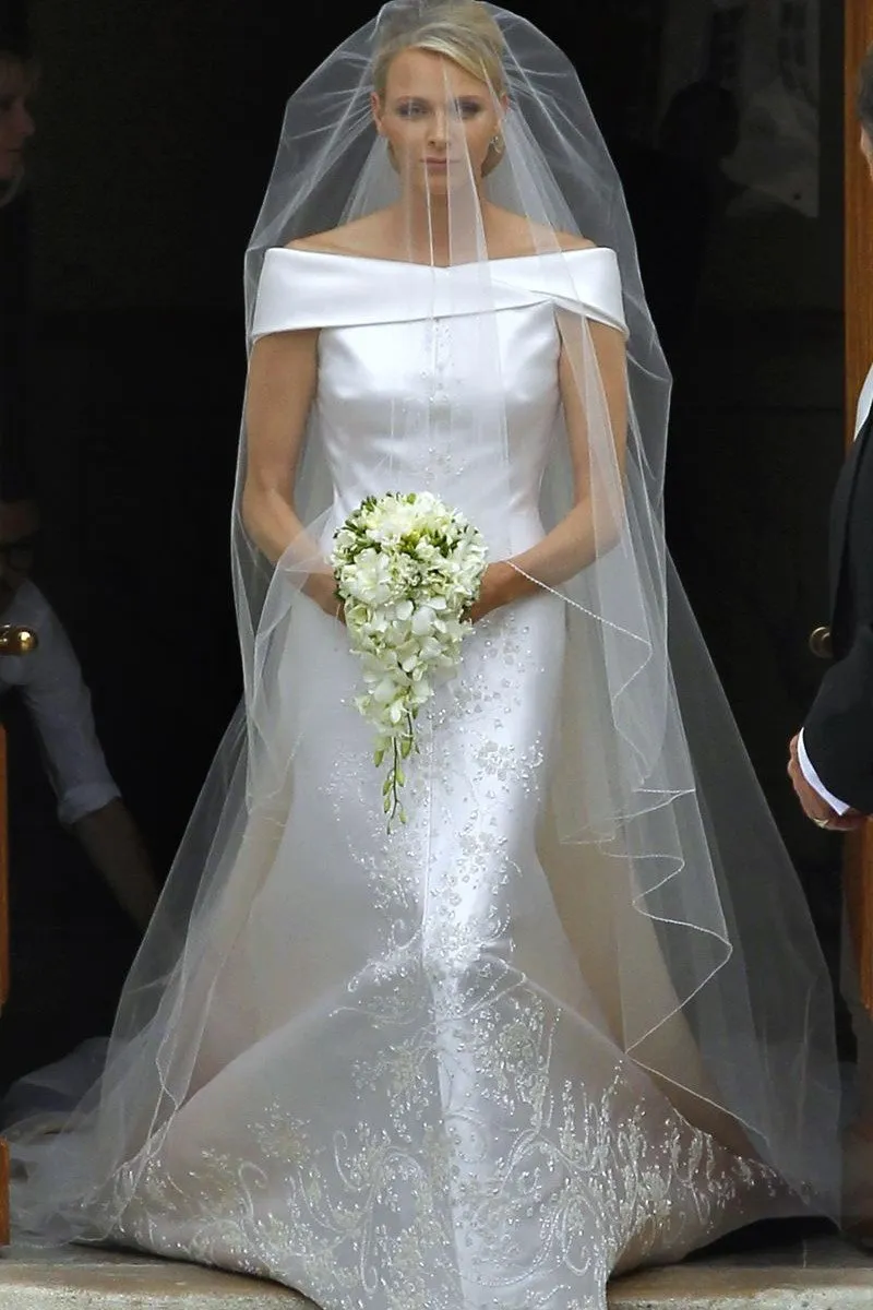 Charlene Wittstock Royal Wedding Dress with Beaded Embroidery Bridal Gown