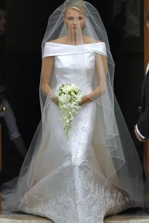 Charlene Wittstock Royal Wedding Dress with Beaded Embroidery Bridal Gown