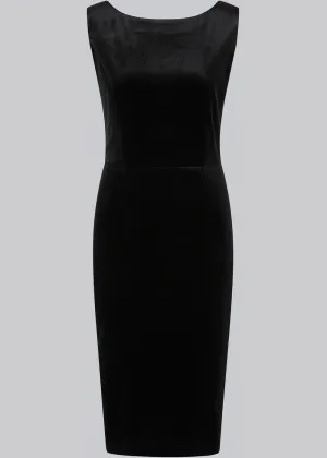 Collectif Hepburn Velvet 50's Pencil Dress Black