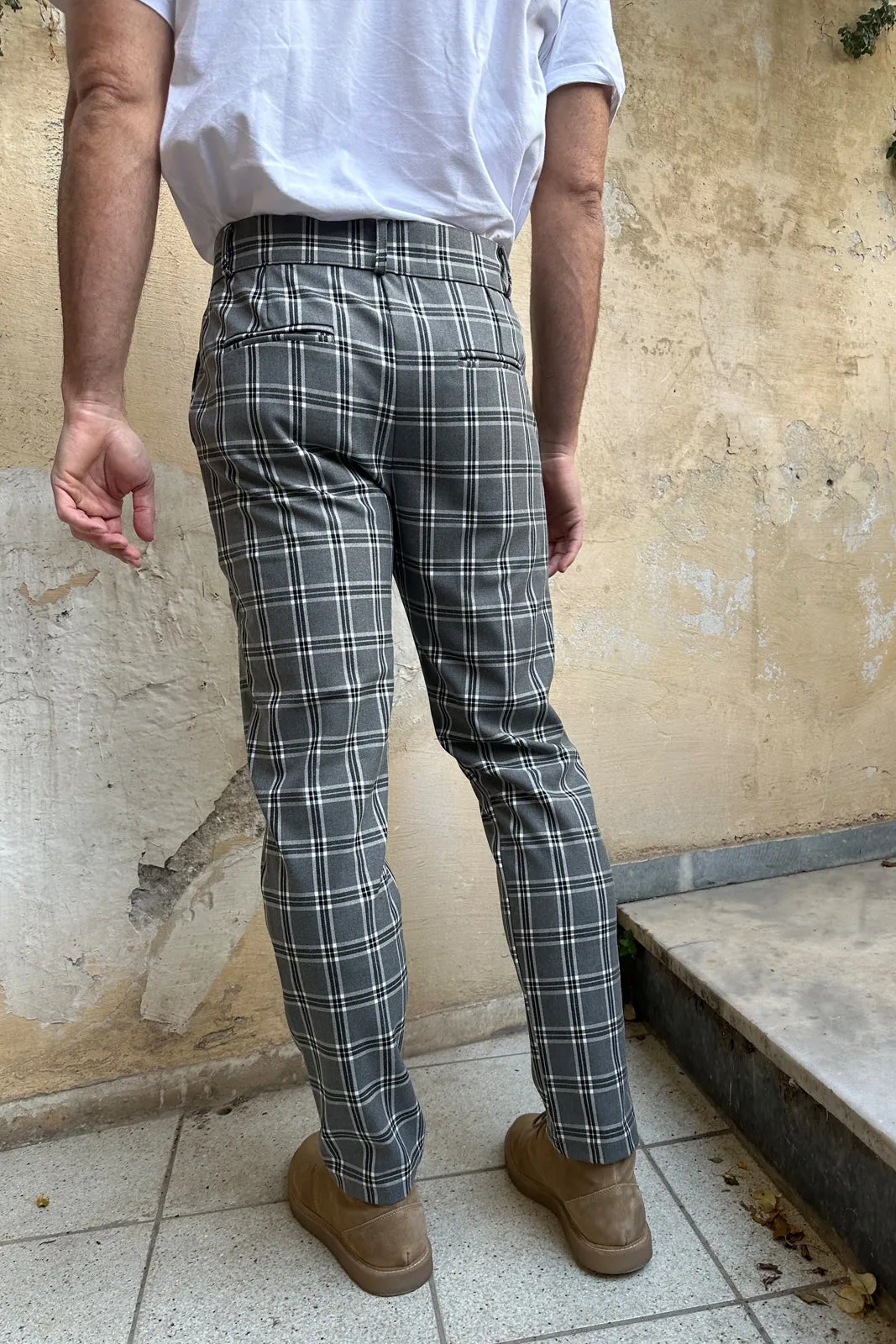 Crus Pants Plaid Grey