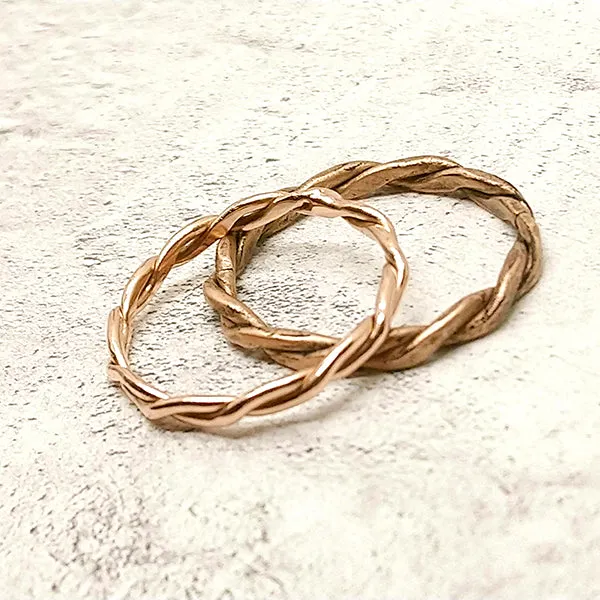 Custom 14k Rose Gold Wedding Bands for Emily and Jeff