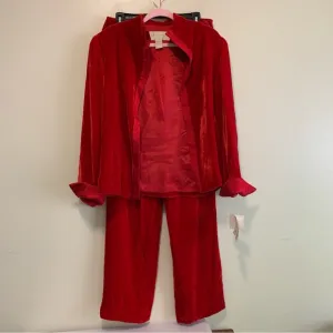 Doncaster Vintage Red rayon silk Velvet two piece suit size large