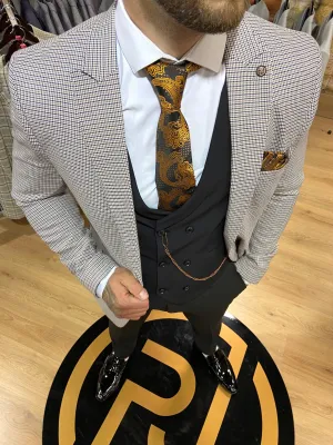 Ellie - Black/Brown/White 3 Piece Suit