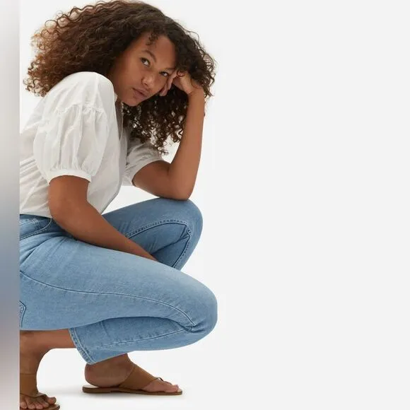 Everlane NWT The Curvy Cheeky Jeans Size 23 in Sky Blue High Rise