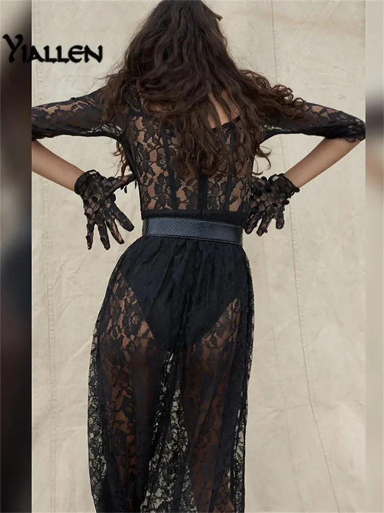 Fashion Beach Sexy Black Lace Long Dress