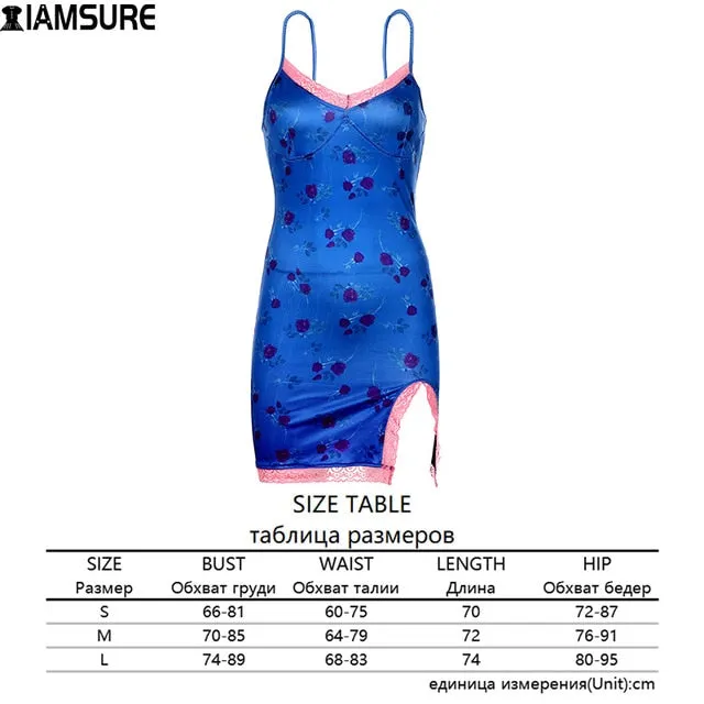 Fashion Lace Edge Sexy V-Neck Split Bodycon Dress For Women Flower Print