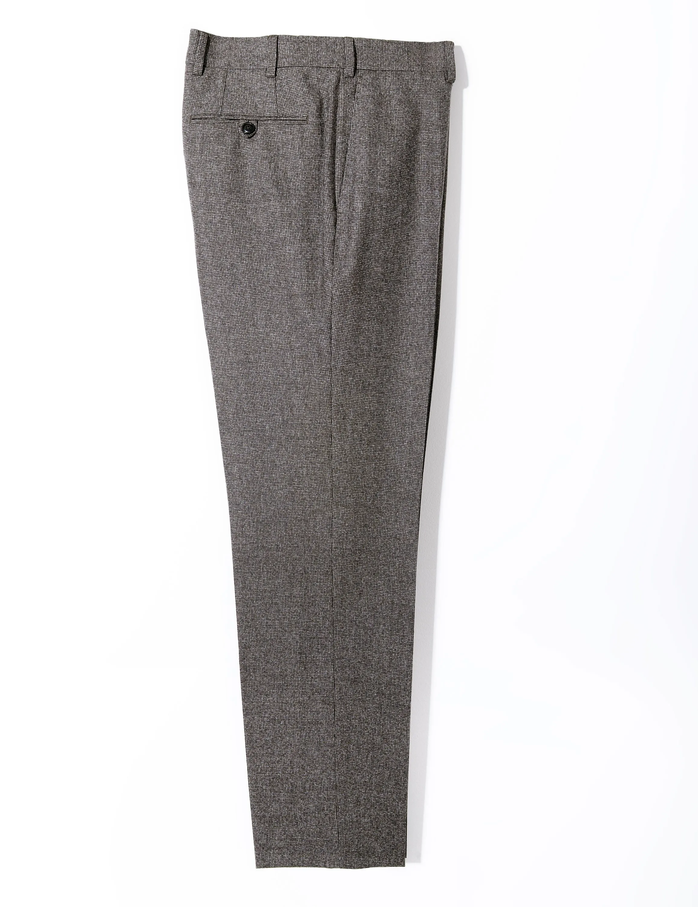 FINAL SALE: BKT50 Tailored Trousers in Super 130s Houndstooth Flannel - Smoke