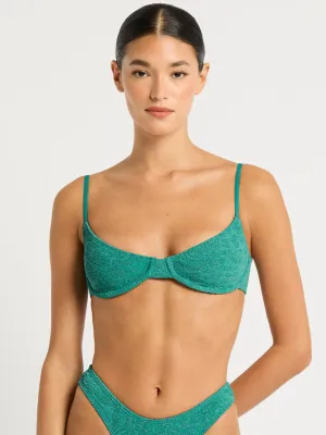 Gracie Balconette in Teal Lurex
