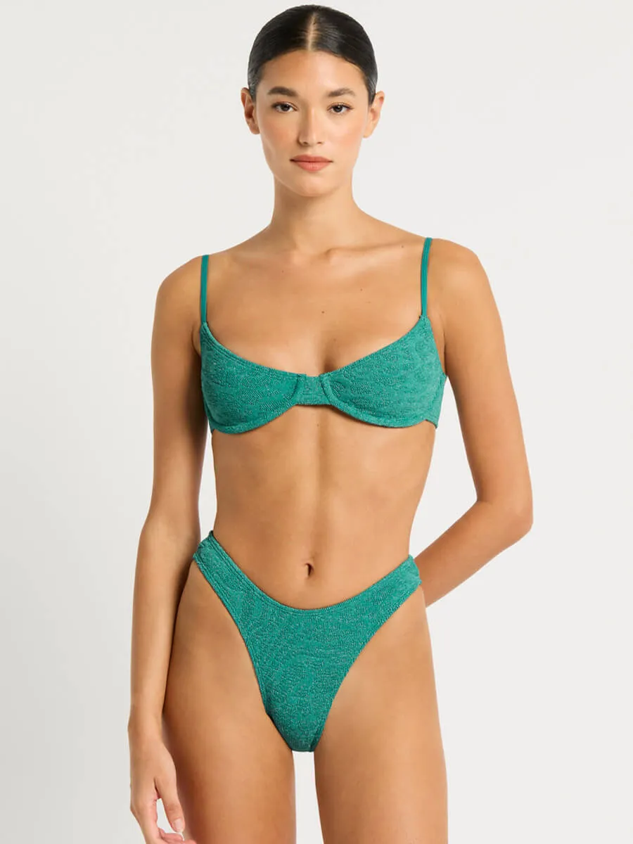 Gracie Balconette in Teal Lurex