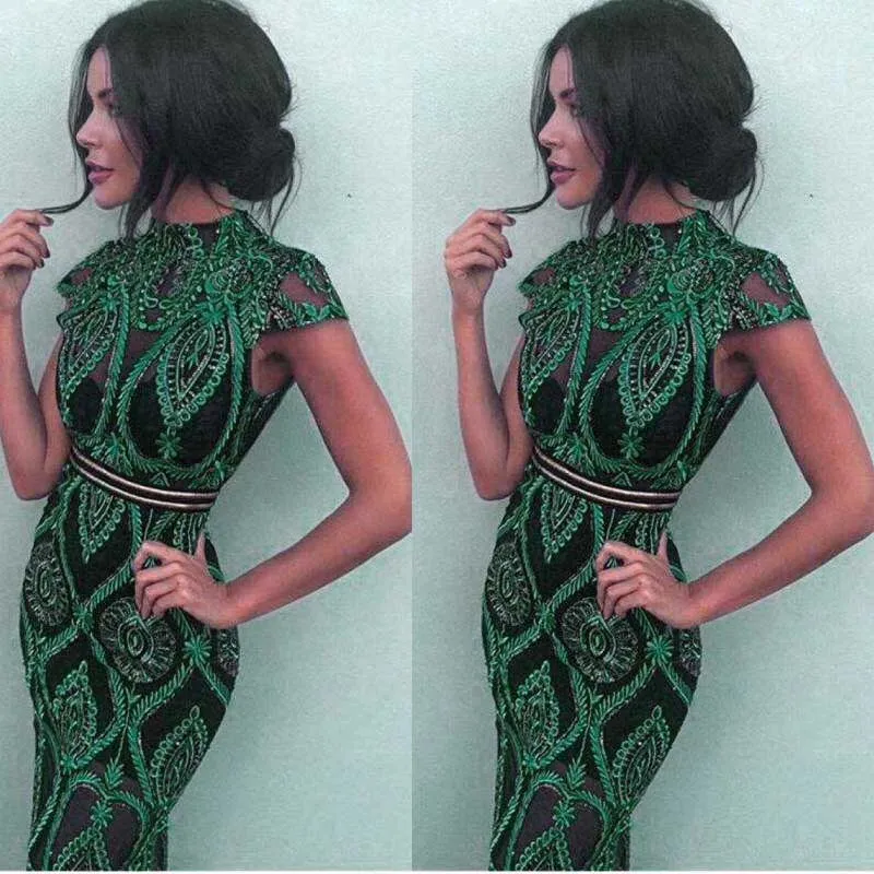 green Lace party dress