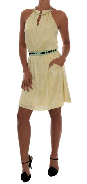 Green Sheath Sleeveless Gold Chain Dress