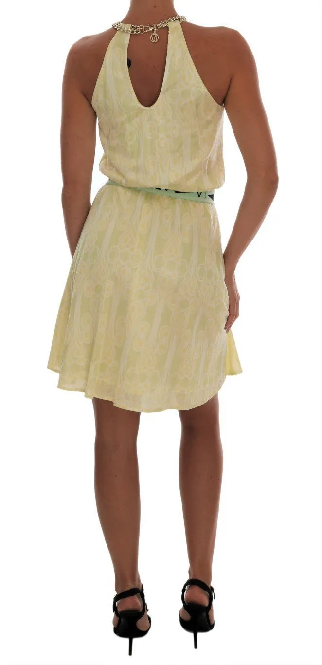 Green Sheath Sleeveless Gold Chain Dress