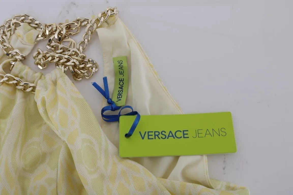 Green Sheath Sleeveless Gold Chain Dress