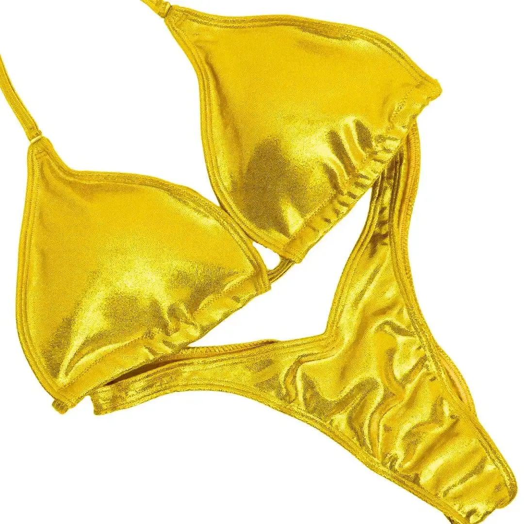 Hologram Yellow Fit Model Competition Suit