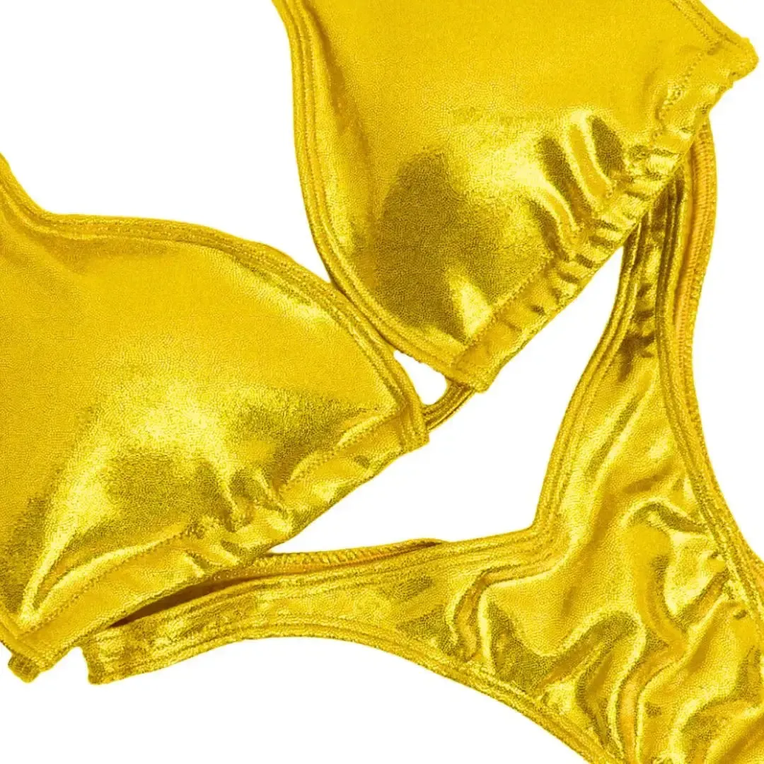 Hologram Yellow Fit Model Competition Suit
