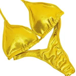 Hologram Yellow Fit Model Competition Suit