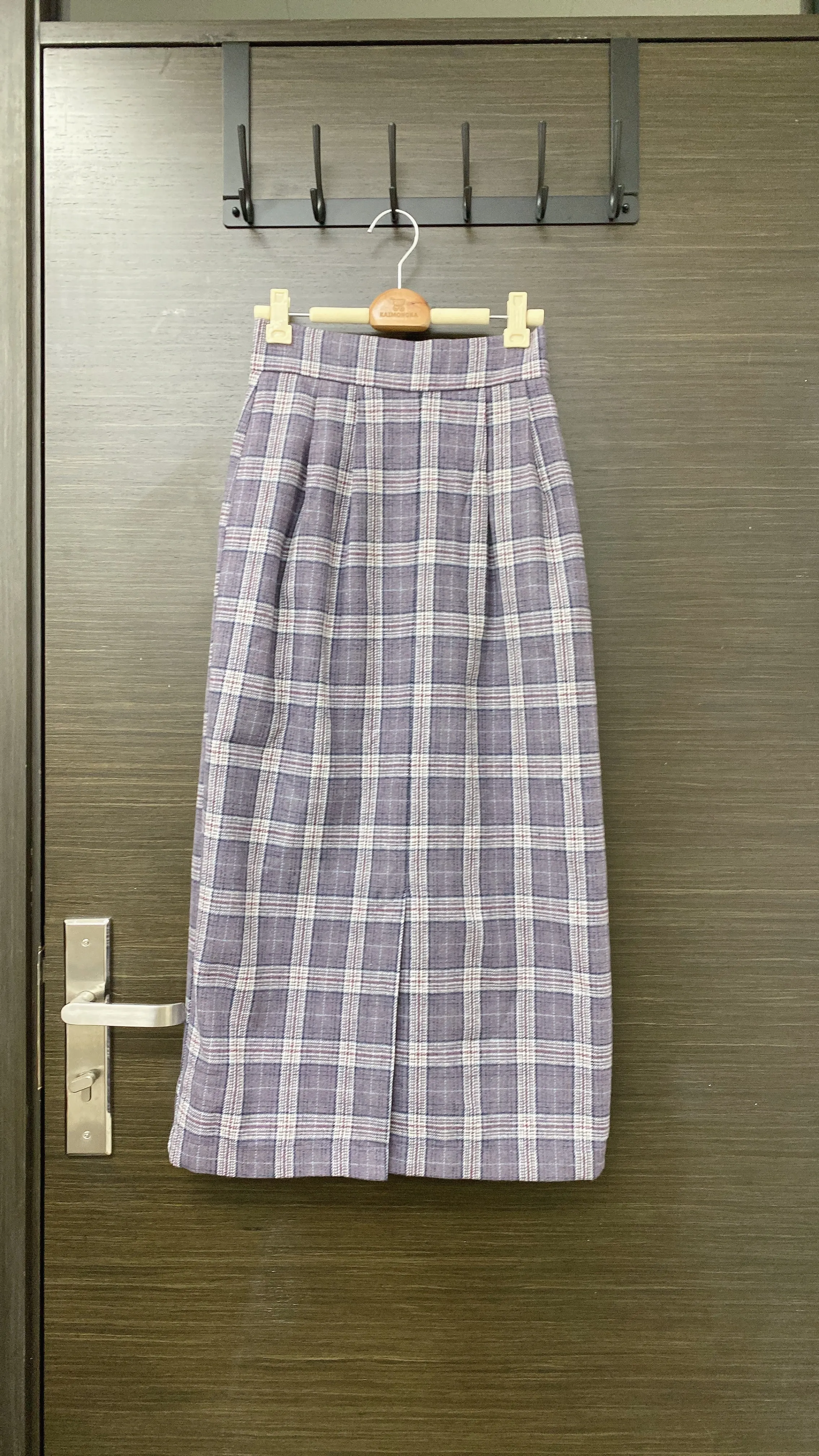 K489 日本人氣修身格子絨布裙
