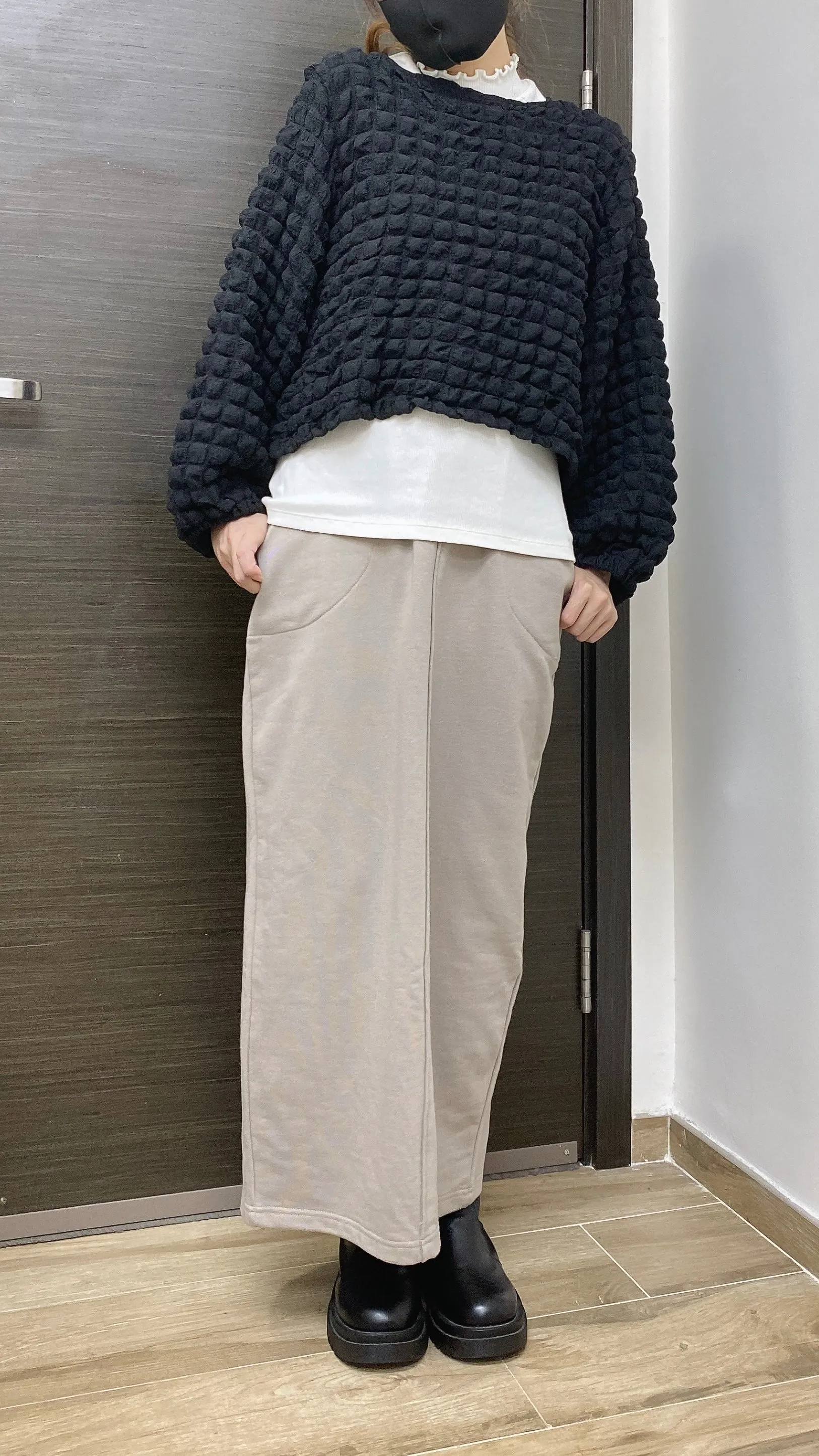 K540 休閒風後開衩H型裙