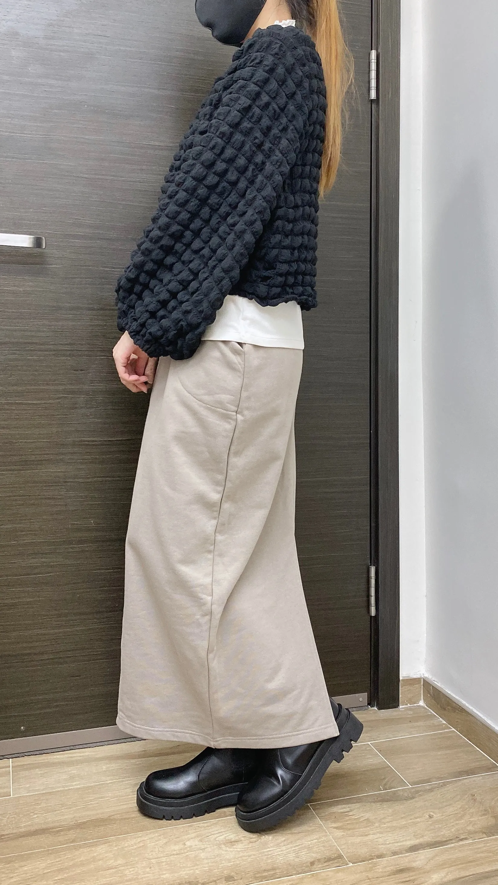 K540 休閒風後開衩H型裙