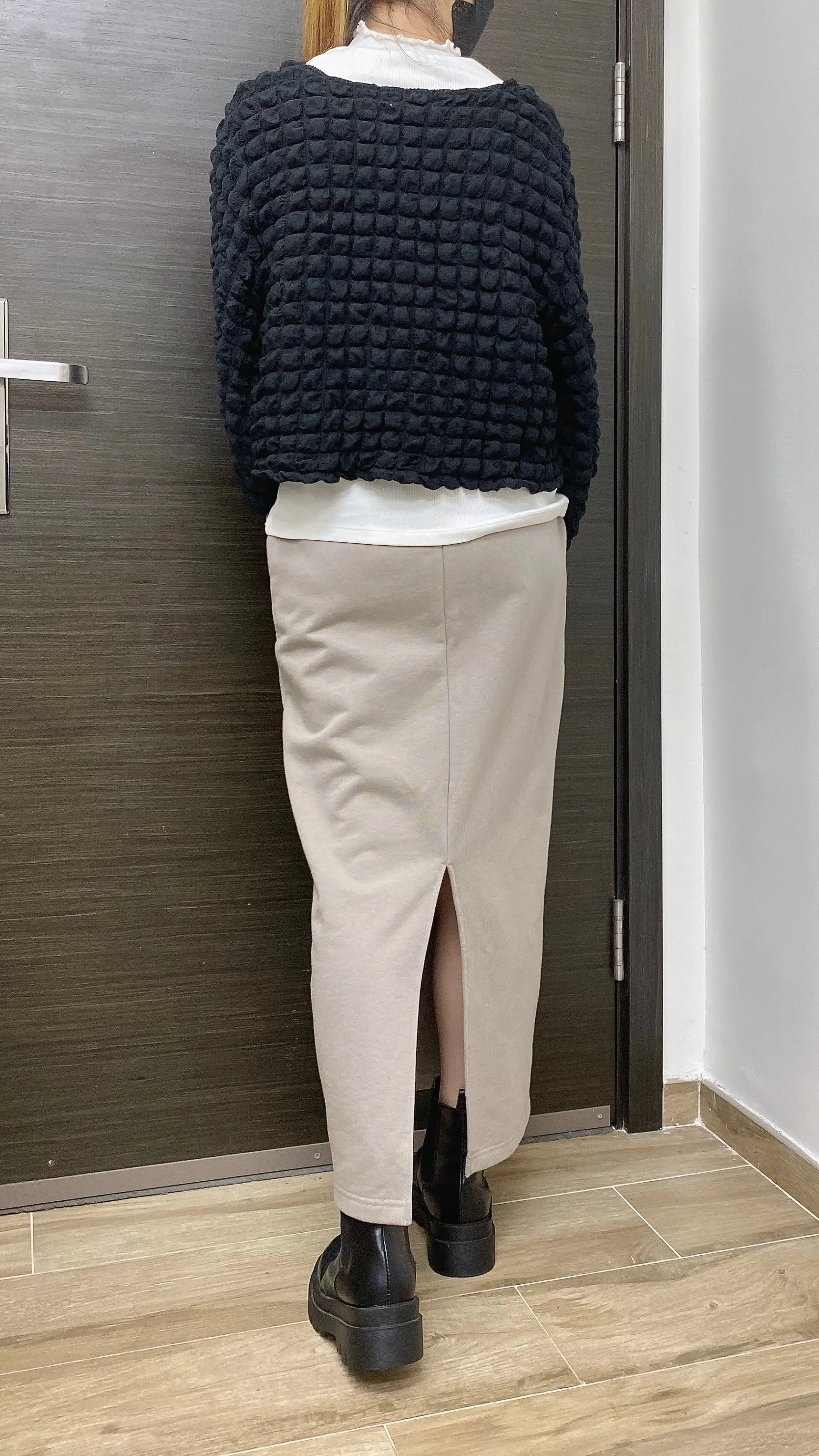 K540 休閒風後開衩H型裙