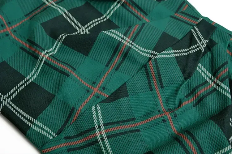 Lottie Long Sleeve Green Plaid Print Slim Lady Office Sheath Pencil Dress