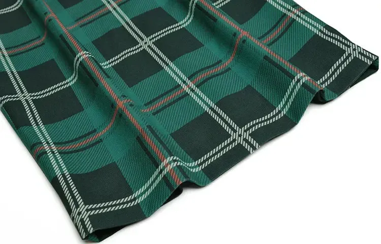 Lottie Long Sleeve Green Plaid Print Slim Lady Office Sheath Pencil Dress