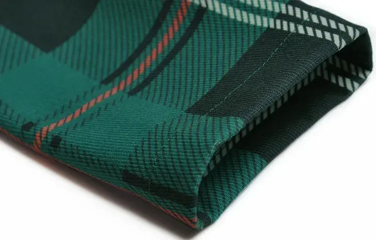 Lottie Long Sleeve Green Plaid Print Slim Lady Office Sheath Pencil Dress
