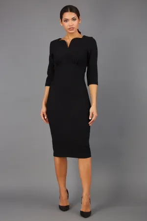 Lovell Sweetheart Neckline Sleeved Pencil Dress