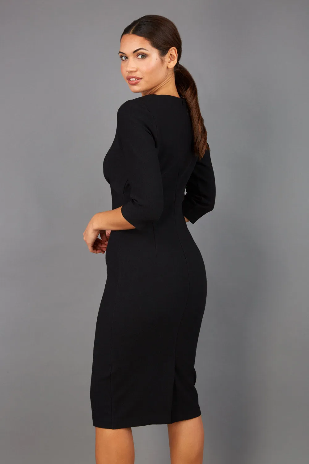 Lovell Sweetheart Neckline Sleeved Pencil Dress