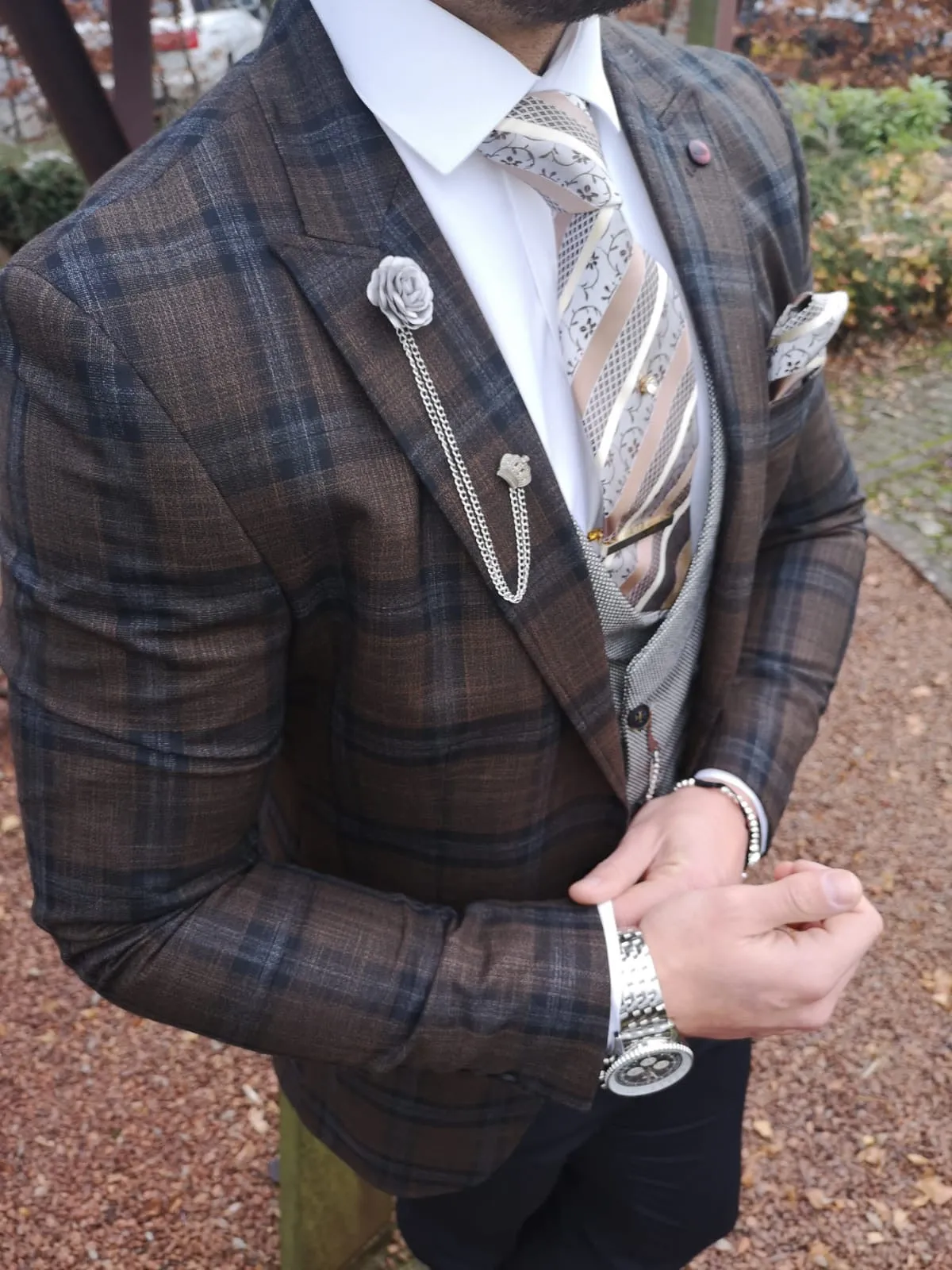 Mara - Brown/Blue 3 Piece Suit
