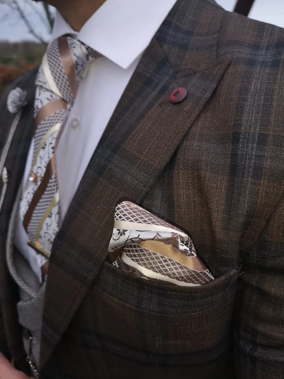 Mara - Brown/Blue 3 Piece Suit