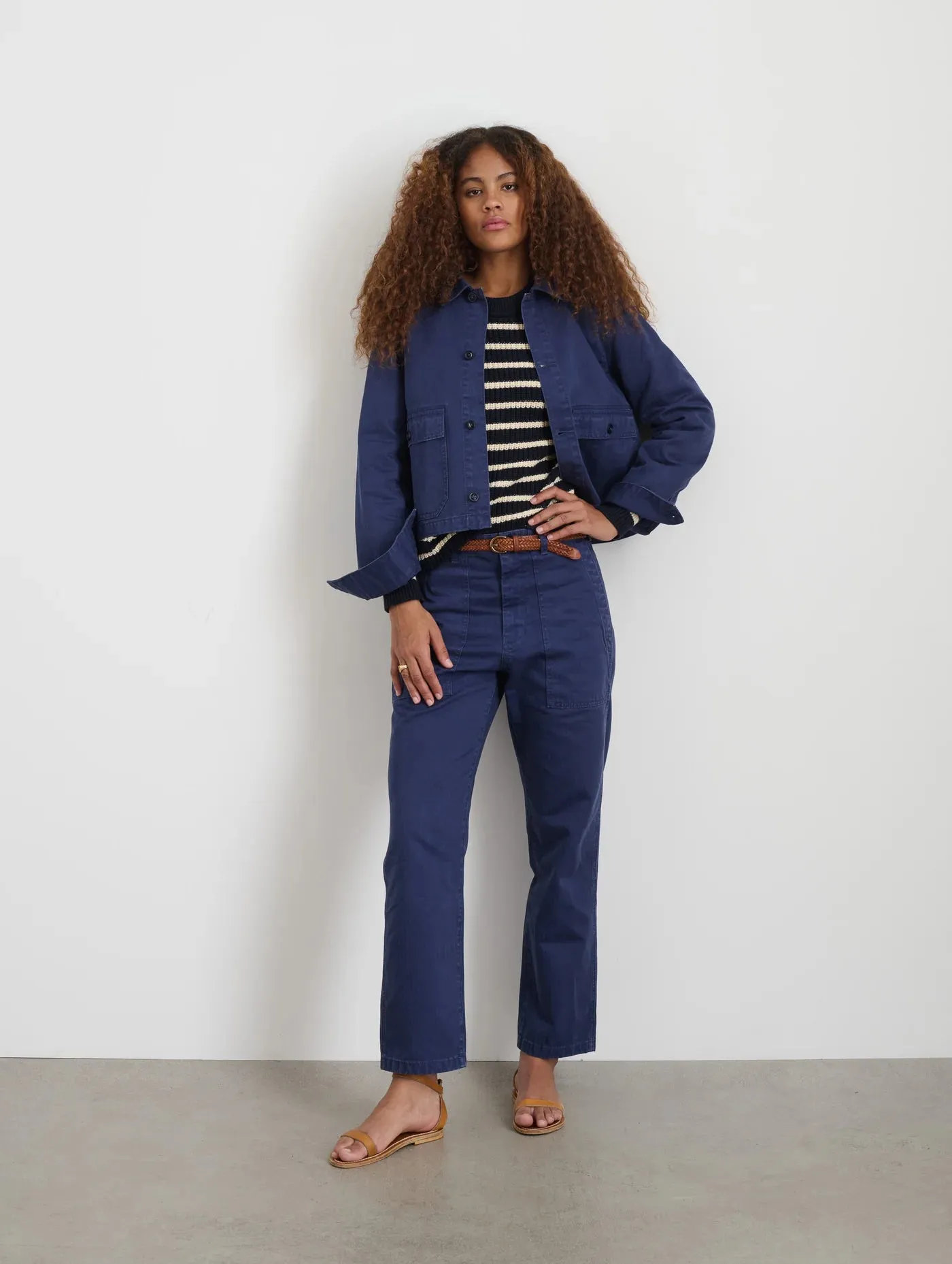Neil Pant in Herringbone - Midnight Blue
