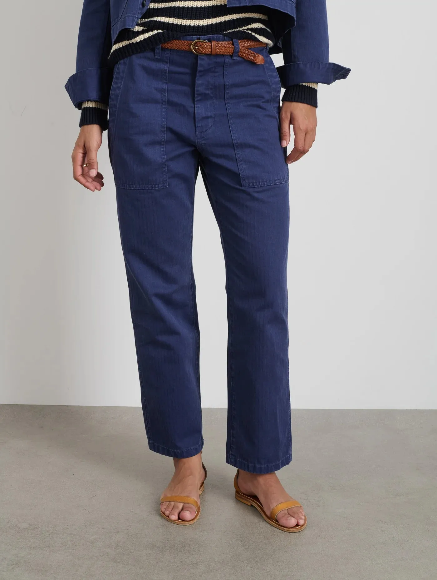 Neil Pant in Herringbone - Midnight Blue
